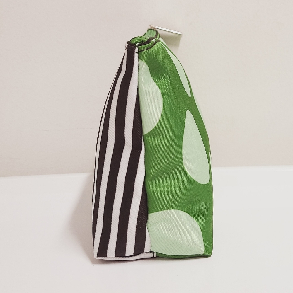 Kate Spade New York X Clinique Make-up Accessory Bag Black Stripe/Green Dot - Picture 6 of 12